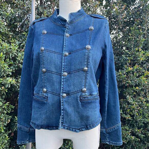 American Rag Cie Jackets & Blazers - American Rag Stretch Denim Military Style Blue Jean Jacket XL Women